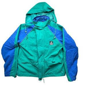 Vintage 90s Performance Cycling Gore-Tex Windbreaker Jacket Men Large Hood Green